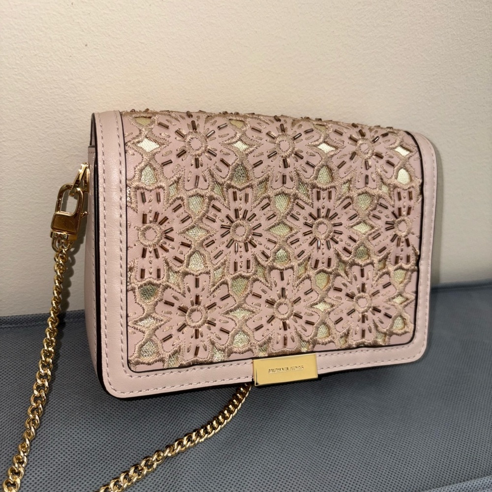 Michael Kors Blush and Gold Floral Crossbody Bag